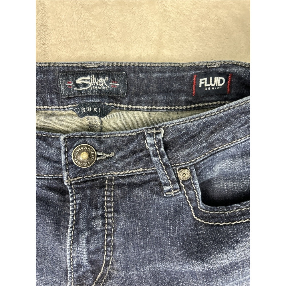 Silver Suki Womens High Slim Boot Jeans 31x31 Actual 30x29 Blue Denim - Picture 3 of 9